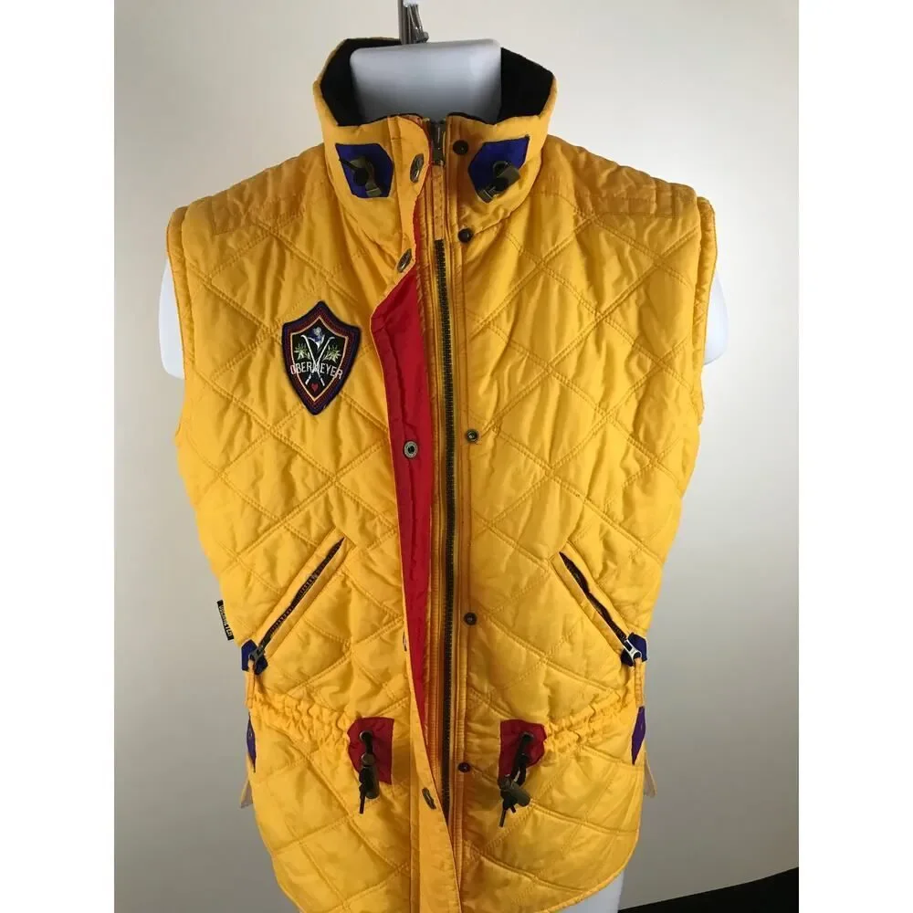 Obermeyer‎ Ski Vest Zip Buttons Yellow Patches Womens Size 14
